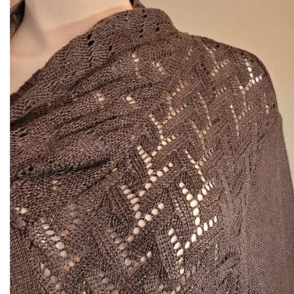 Catherines Black Chevron Cardigan Sweater 3X Open Front Semi Sheer Plus Size - Picture 2 of 8